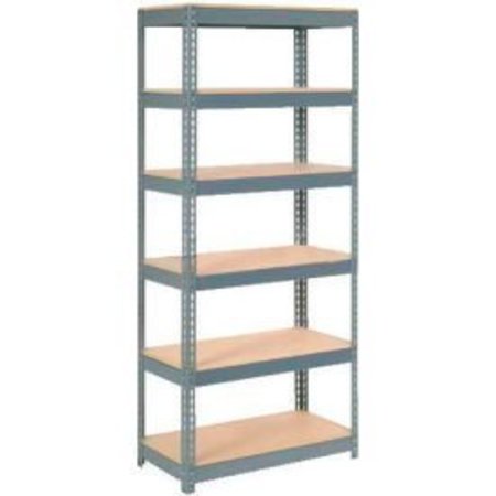 GLOBAL EQUIPMENT Extra Heavy Duty Shelving 36"W x 18"D x 72"H With 6 Shelves, Wood Deck, Gry 717151